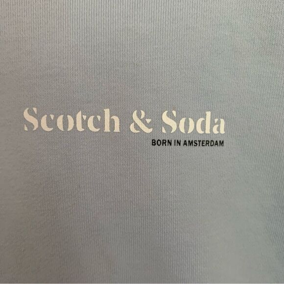 Scotch & Soda Born in Amsterdam Organic Cotton Hoodie Sweatshirt Baby Blue Sz L - Picture 8 of 12